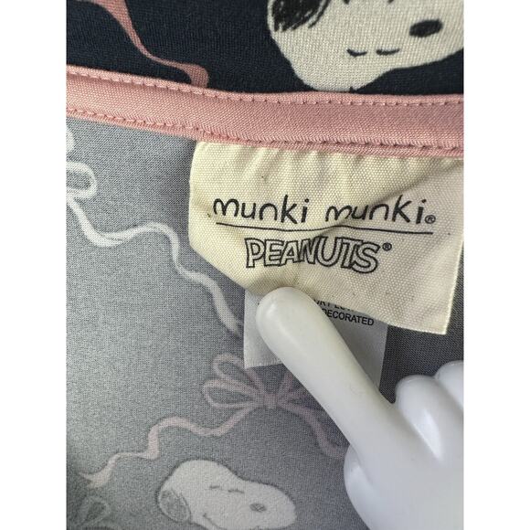 munki munki x Peanuts Sleep Shirt Dress Snoopy Print Navy Blue Button Medium - Picture 7 of 10